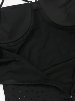 Robe de soirée maxi moulante sans manches à sequins sur les côtés transparents pour femmes 2026