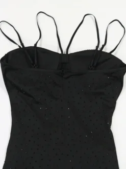 Robe de soirée maxi moulante sans manches à sequins sur les côtés transparents pour femmes 2026