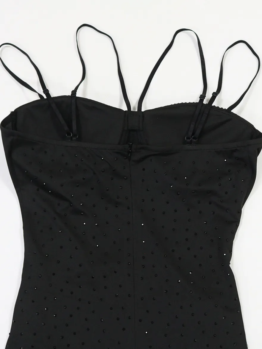 Robe de soirée maxi moulante sans manches à sequins sur les côtés transparents pour femmes 2026