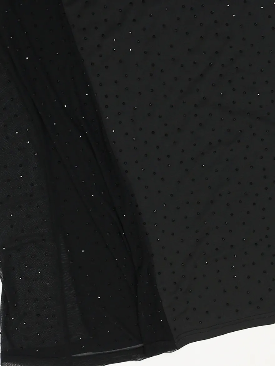 Robe de soirée maxi moulante sans manches à sequins sur les côtés transparents pour femmes 2026