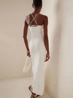 Robe de soirée maxi noire sans bretelles à lacets dos nu style décontracté semi-formel