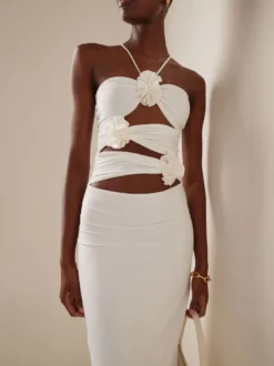 Robe de soirée maxi noire sans bretelles à lacets dos nu style décontracté semi-formel