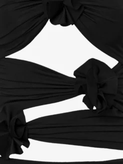 Robe de soirée maxi noire sans bretelles à lacets dos nu style décontracté semi-formel