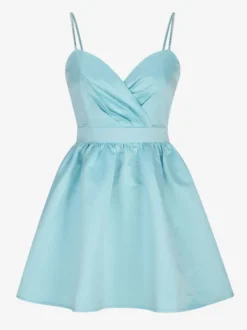 Robe de soirée mini bleu royal à bretelles fermeture éclair au col sans manches dos nu robe élégante et semi-formelle