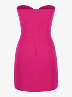 Robe de soirée mini dos nu à nœuds fermeture éclair sans manches bustier élégante robe rose