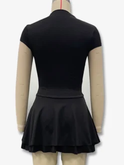 Robe de soirée mini kaki à col montant plissé et manches courtes robe sexy semi-formelle