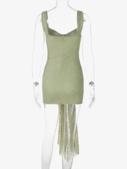 Robe de soirée mini noire à bretelles col en dentelle sans manches et dos nu style décontracté/semi-formel