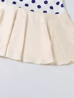 Robe de soirée mini sans manches à pois bretelles décolleté sexy robe bleue