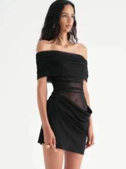 Robe de soirée mini verte sans bretelles plissée sans manches robe semi-formelle