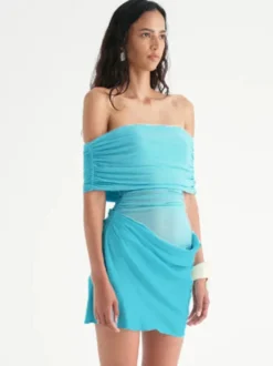 Robe de soirée mini verte sans bretelles plissée sans manches robe semi-formelle