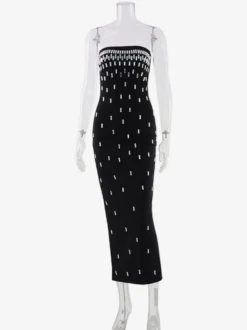 Robe de soirée moulante bustier ornée de strass robe midi fendue dans le dos