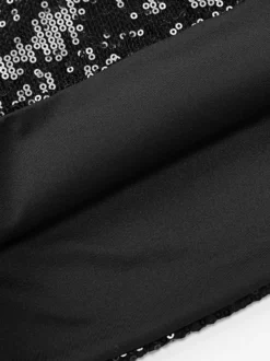 Robe de soirée noire en polyester sans manches à dos nu