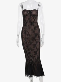Robe de soirée noire imprimée sans manches à bretelles robe d'été