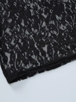 Robe de soirée noire à imprimé floral sans manches dos nu transparente