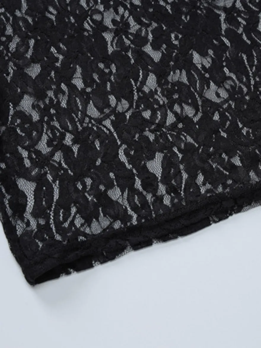 Robe de soirée noire à imprimé floral sans manches dos nu transparente