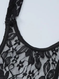 Robe de soirée noire à imprimé floral sans manches dos nu transparente