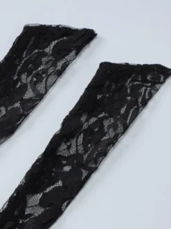 Robe de soirée noire à imprimé floral sans manches dos nu transparente