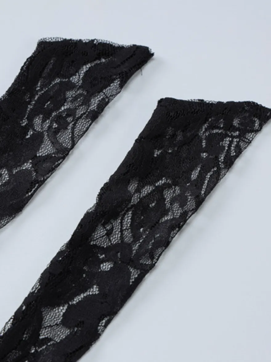 Robe de soirée noire à imprimé floral sans manches dos nu transparente