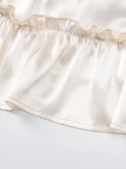 Robe de soirée romantique mini plissée à lacets sans manches dos nu couleur champagne