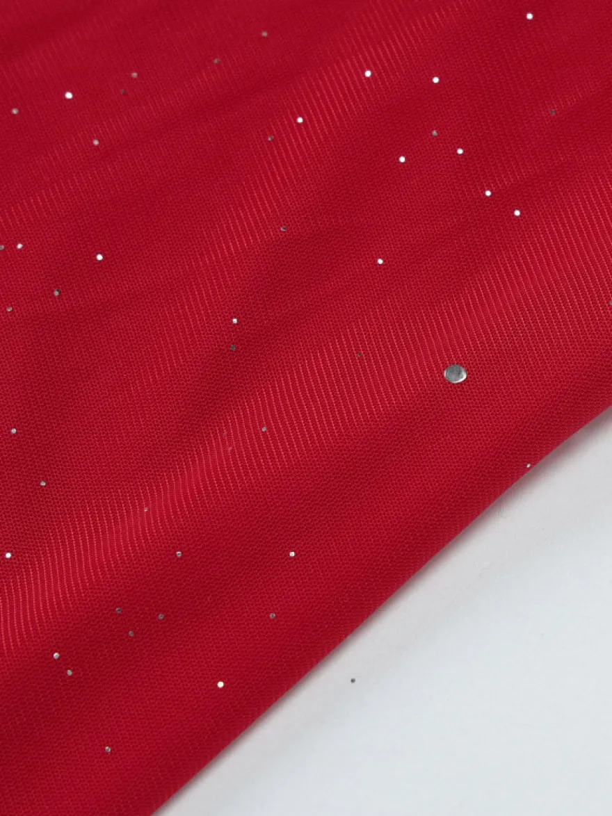 Robe de soirée rouge sans manches à bretelles et décolleté asymétrique