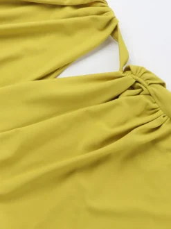 Robe de soirée verte en polyester sans manches dos nu asymétrique robe d'été