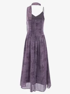 Robe de tous les jours pour femme violet foncé en polyester gainante sans manches bretelles décolleté.