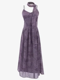 Robe de tous les jours pour femme violet foncé en polyester gainante sans manches bretelles décolleté.