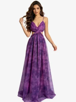Robe de vacances à bretelles spaghetti élégante robe de soirée maxi orange fluide en mousseline de soie robe de soirée longue