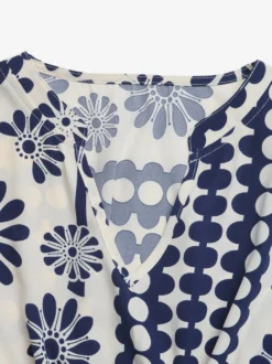 Robe de vacances fluide vintage à fleurs col en V manches bouffantes