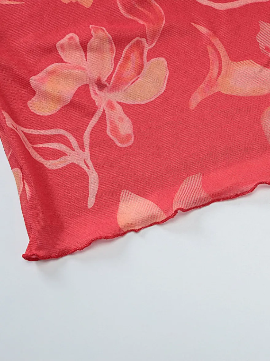 Robe de vacances maxi sans manches à imprimé floral dos nu rouge décontracté