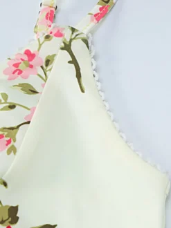 Robe de vacances maxi sans manches à imprimé floral bretelles col chic couleur abricot