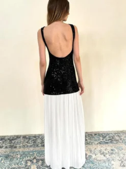 Robe de vacances maxi sans manches noire décontractée