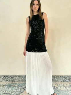 Robe de vacances maxi sans manches noire décontractée