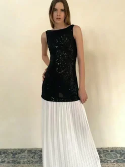 Robe de vacances maxi sans manches noire décontractée
