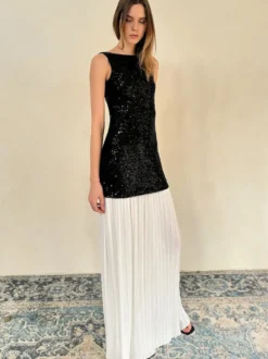 Robe de vacances maxi sans manches noire décontractée
