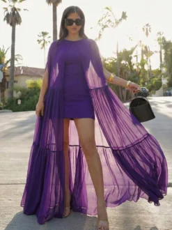 Robe de vacances maxi à volants sans manches à col rond robe bohème noire sexy