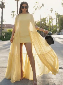Robe de vacances maxi à volants sans manches à col rond robe bohème noire sexy
