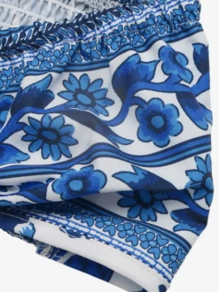Robe de vacances mini dos nu découpée à lacets sans manches imprimé floral bustier robe bleue chic