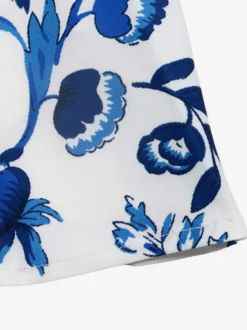 Robe de vacances mini dos nu découpée à lacets sans manches imprimé floral bustier robe bleue chic