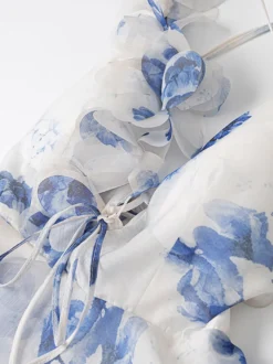 Robe de vacances mini dos nu à fleurs lacée sans manches imprimé floral col en V rose décontracté