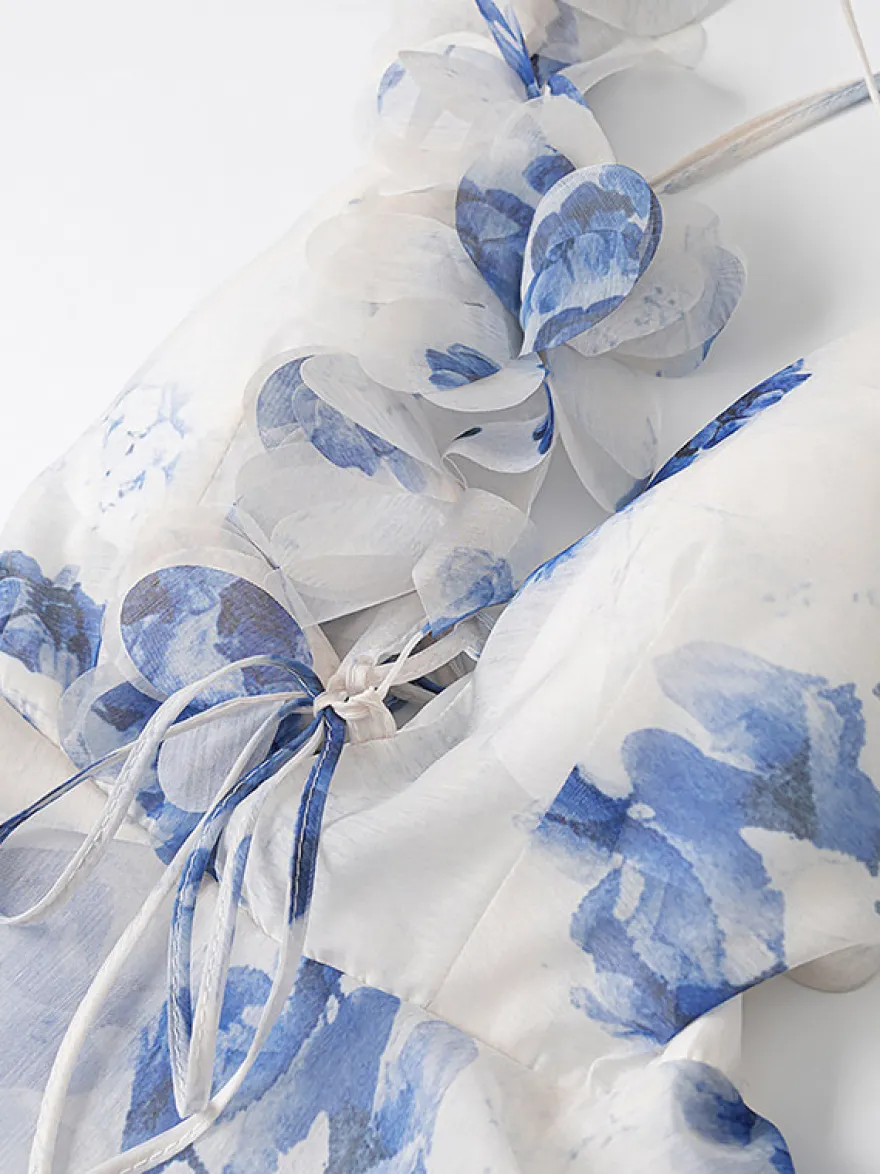 Robe de vacances mini dos nu à fleurs lacée sans manches imprimé floral col en V rose décontracté