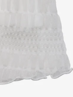 Robe de vacances mini dos nu à lacets plissée sans manches col V blanche décontractée