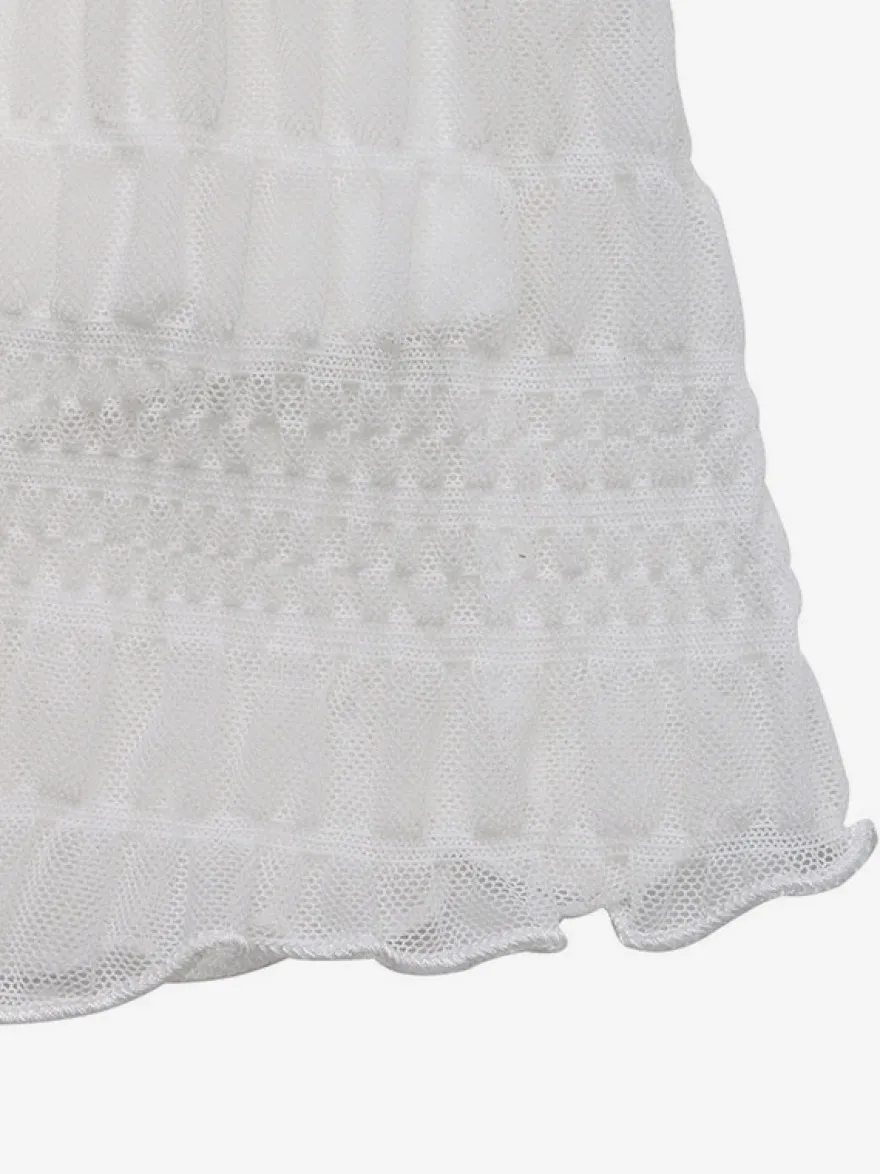 Robe de vacances mini dos nu à lacets plissée sans manches col V blanche décontractée