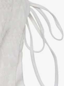 Robe de vacances mini dos nu à lacets plissée sans manches col V blanche décontractée