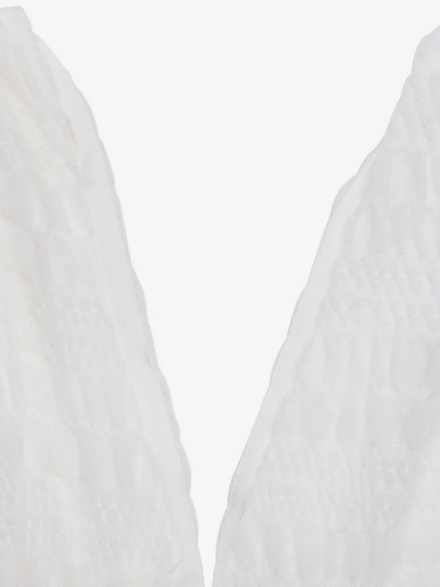 Robe de vacances mini dos nu à lacets plissée sans manches col V blanche décontractée