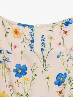 Robe d'été maxi à col carré et manches courtes imprimé floral fluide