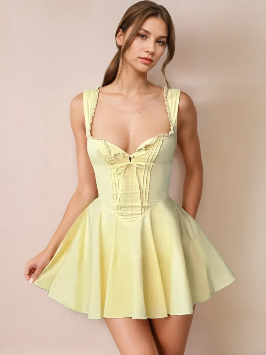 Robe D'Été Mini Robes Noir Col En Cœur Dentelle Polyester Robe De Plage Courte Sexy