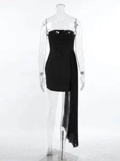 Robe d'été mini sans bretelles avec drapé plissé asymétrique pour femmes 2026