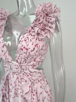 Robe fleurie fluide décolleté plongeant fente haute dos nu maxi robe bohème
