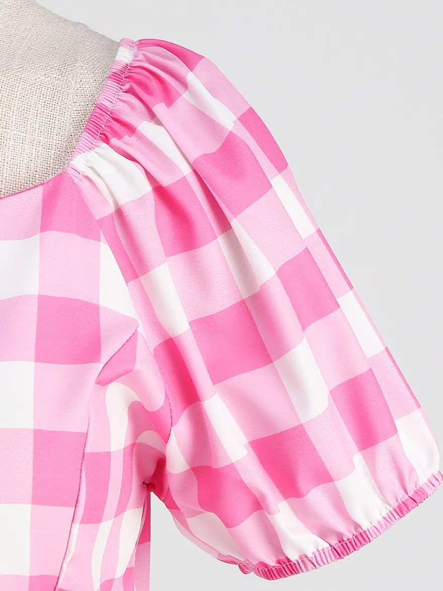 Robe Glamour rétro col en cœur manches bouffantes pois robes longues décontractées